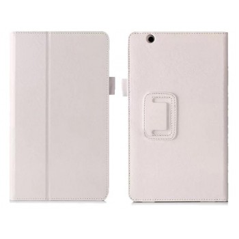 Чехол книжка подставка с рамочной защитой экрана, крепежом для стилуса, отсеком для карт и поддержкой кисти для Huawei MediaPad M3  Белый