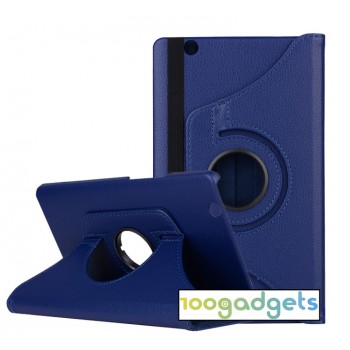 Роторный чехол книжка подставка на непрозрачной поликарбонатной основе для Huawei MediaPad M3  Синий