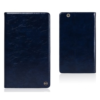 Вощеный чехол книжка подставка на полупрозрачной силиконовой основе для Huawei MediaPad M3 Синий