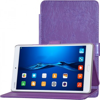 Чехол книжка подставка текстура Узоры на непрозрачной поликарбонатной основе для Huawei MediaPad M3 Фиолетовый