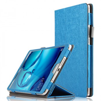 Сегментарный чехол книжка подставка текстура Линии с рамочной защитой экрана и крепежом для стилуса для Huawei MediaPad M3  Синий