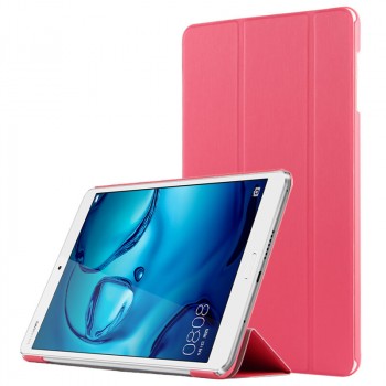 Сегментарный чехол книжка подставка на непрозрачной поликарбонатной основе для Huawei MediaPad M3 Розовый