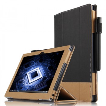 Сегментарный чехол книжка подставка текстура Линии с рамочной защитой экрана и крепежом для стилуса для Lenovo Yoga Book  Черный
