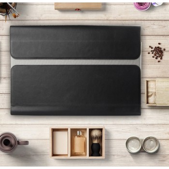 Кожаный мешок папка (премиум нат. кожа) на магнитном клапане для Lenovo Yoga Book Черный