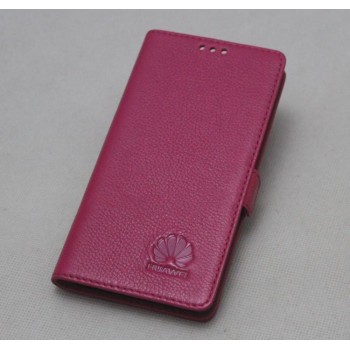 Кожаный чехол горизонтальная книжка подставка (премиум нат. кожа) с крепежной застежкой для Huawei Nova  Пурпурный