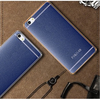 Силиконовый чехол накладка для Meizu U10 с текстурой кожи Синий