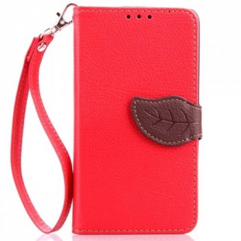 Чехол портмоне подставка на силиконовой основе на дизайнерской магнитной защелке для HTC One (M7) Dual SIM  Красный