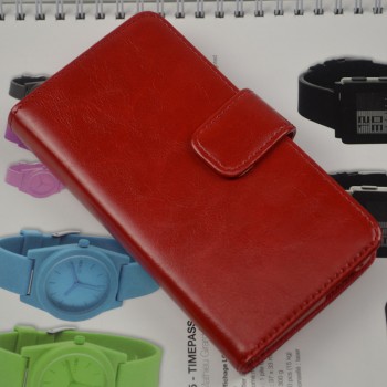 Винтажный чехол портмоне подставка на силиконовой основе на магнитной защелке для HTC One (M7) Dual SIM  Красный