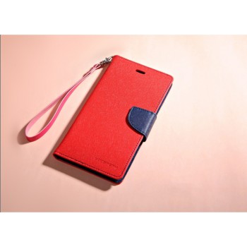 Чехол портмоне подставка на силиконовой основе с тканевым покрытием на магнитной защелке для HTC Desire 820  Красный