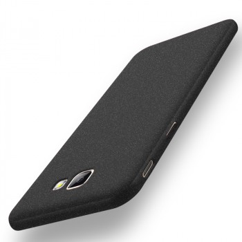 Пластиковый непрозрачный матовый чехол с повышенной шероховатостью для Samsung Galaxy J5 Prime  Черный