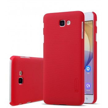 Пластиковый непрозрачный матовый нескользящий премиум чехол для Samsung Galaxy J5 Prime  Красный