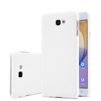 Пластиковый непрозрачный матовый нескользящий премиум чехол для Samsung Galaxy J5 Prime  Белый