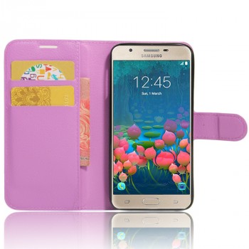 Чехол портмоне подставка на силиконовой основе на магнитной защелке для Samsung Galaxy J5 Prime Фиолетовый