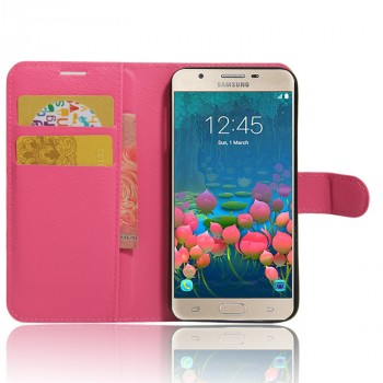 Чехол портмоне подставка на силиконовой основе на магнитной защелке для Samsung Galaxy J5 Prime Пурпурный