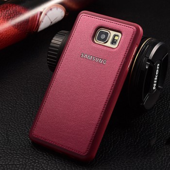 Силиконовый матовый непрозрачный чехол с текстурным покрытием Кожа для Samsung Galaxy Note 5  Красный