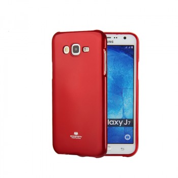 Силиконовый глянцевый непрозрачный чехол для Samsung Galaxy J7  Красный