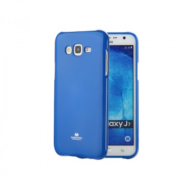 Силиконовый глянцевый непрозрачный чехол для Samsung Galaxy J7  Синий