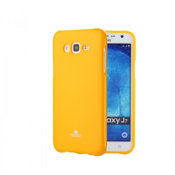 Силиконовый глянцевый непрозрачный чехол для Samsung Galaxy J7  Желтый