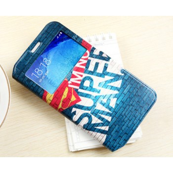 Чехол горизонтальная книжка подставка на пластиковой основе с окном вызова и полноповерхностным принтом на магнитной защелке для Samsung Galaxy J7