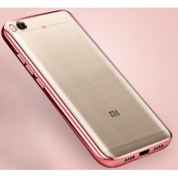 Силиконовый матовый полупрозрачный чехол с текстурным покрытием Металлик для Xiaomi Mi5S  Розовый