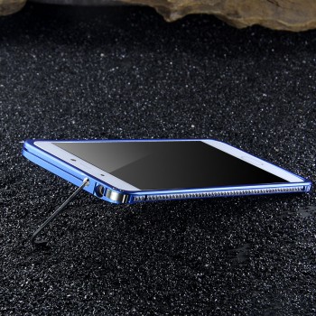 Металлический округлый премиум бампер на пряжке для Xiaomi Mi5S  Синий