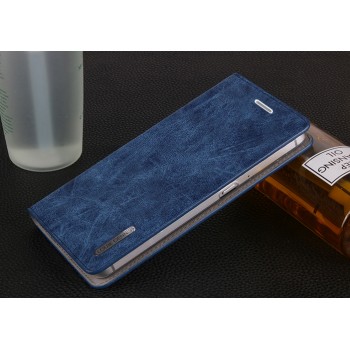 Винтажный чехол горизонтальная книжка подставка на пластиковой основе с отсеком для карт на присосках для Meizu M3E  Синий