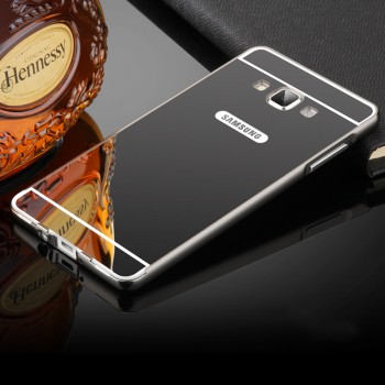Двухкомпонентный чехол c металлическим бампером с поликарбонатной накладкой и зеркальным покрытием для Samsung Galaxy A7