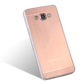 Пластиковый непрозрачный матовый металлик чехол для Samsung Galaxy A7  Розовый