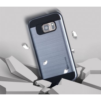 Двухкомпонентный силиконовый матовый чехол с поликарбонатными вставками экстрим защиты с текстурным покрытием Металлик для Samsung Galaxy S7