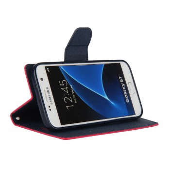 Чехол портмоне подставка на силиконовой основе на дизайнерской магнитной защелке для Samsung Galaxy S7