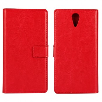 Глянцевый водоотталкивающий чехол горизонтальная книжка подставка на пластиковой основе с отсеком для карт на магнитной защелке для HTC Desire 620 Красный