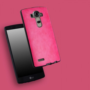 Силиконовый чехол накладка для LG G4 с текстурой кожи Розовый