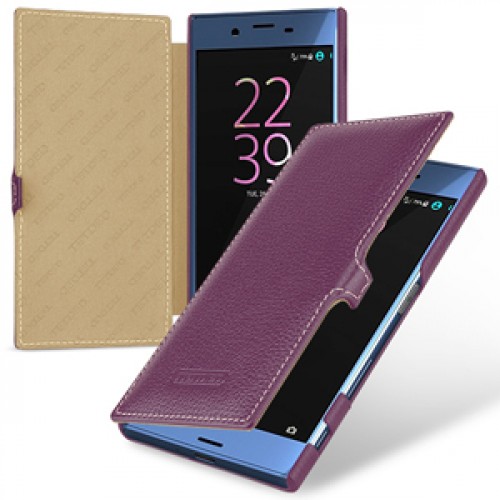 Кожаный чехол горизонтальная книжка (премиум нат. кожа) с крепежной застежкой для Sony Xperia X 