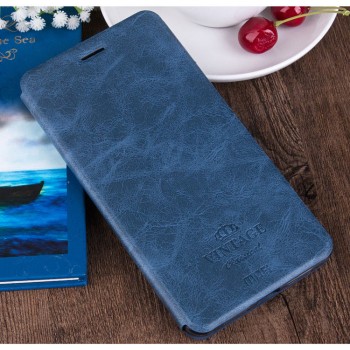 Винтажный чехол горизонтальная книжка подставка на силиконовой основе с отсеком для карт для Asus ZenFone 3 Laser  Синий
