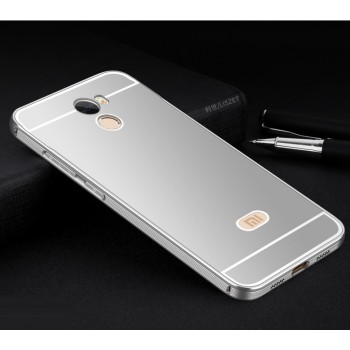 Двухкомпонентный чехол c металлическим бампером с поликарбонатной накладкой и отверстием для логотипа для Xiaomi RedMi 4 Серый