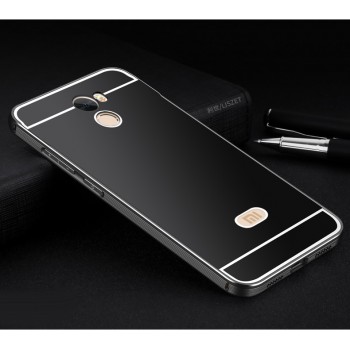 Двухкомпонентный чехол c металлическим бампером с поликарбонатной накладкой и отверстием для логотипа для Xiaomi RedMi 4 Черный