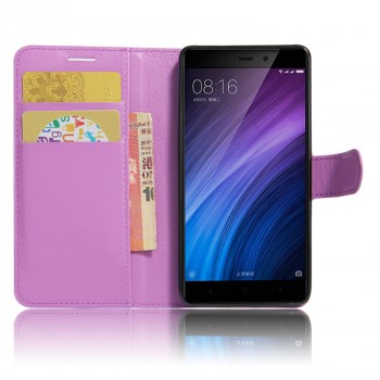 Чехол портмоне подставка для Xiaomi RedMi 4/Pro с магнитной защелкой и отделениями для карт Фиолетовый