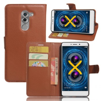 Чехол портмоне подставка для Huawei Honor 6X с магнитной защелкой и отделениями для карт