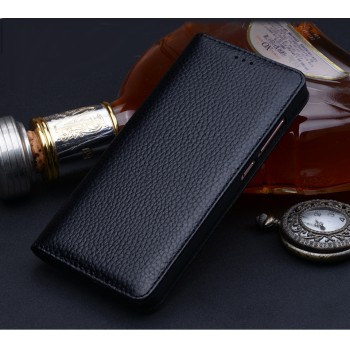 Кожаный чехол горизонтальная книжка (премиум нат. кожа) для Huawei Honor 6X  Черный