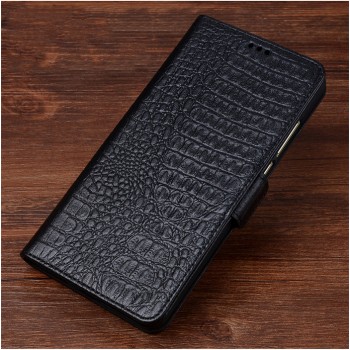 Кожаный чехол горизонтальная книжка (премиум нат. кожа крокодила) с магнитной застежкой для Meizu M5 Note Черный
