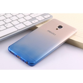 Силиконовый глянцевый полупрозрачный градиентный чехол для Meizu M5 Синий