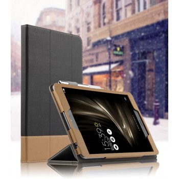 Сегментарный чехол книжка подставка с рамочной защитой экрана, крепежом для стилуса и тканевым покрытием для ASUS ZenPad 3S 10 