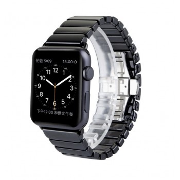 Керамический браслет с металлической пряжкой и металлическим коннектором для Apple Watch 38mm