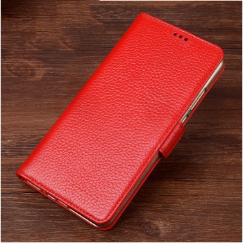 Кожаный чехол портмоне подставка (премиум нат. кожа) с крепежной застежкой для ASUS Zenfone Go 5.5 Красный