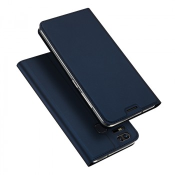 Кожаный чехол портмоне подставка на силиконовой основе с отсеком для карт для Asus ZenFone 3 Zoom  Синий