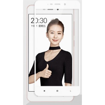 Полноэкранное ультратонкое износоустойчивое сколостойкое олеофобное защитное стекло-пленка для Xiaomi RedMi 4A  Белый