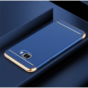 Двухкомпонентный сборный двухцветный пластиковый матовый чехол для Samsung Galaxy C7 Синий