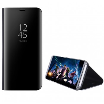 Пластиковый непрозрачный матовый металлик чехол с полупрозрачной крышкой с зеркальным покрытием для Samsung Galaxy J5 (2016) Черный