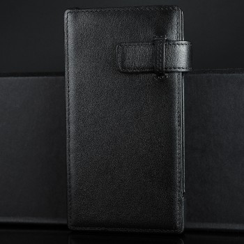 Чехол кожаный текстурный премиум боковой для Sony Xperia Z Черный