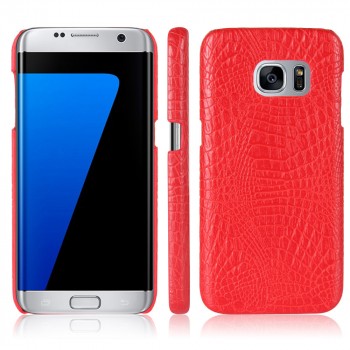 Чехол задняя накладка для Samsung Galaxy S7 с текстурой кожи Красный